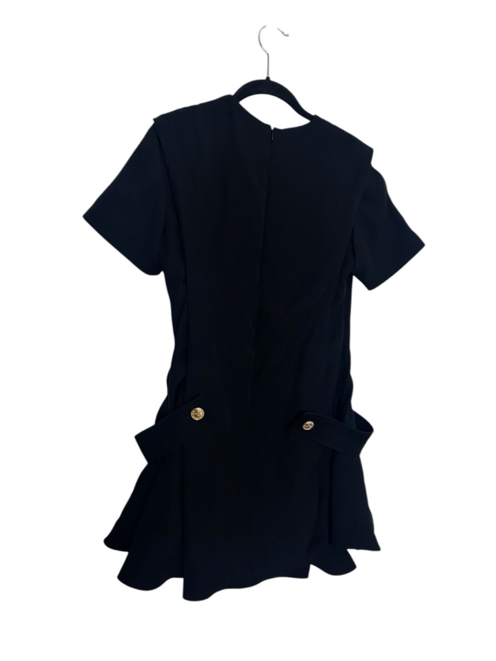 Louis Vuitton Uniforms Black Structured Peplum Dress Gold Button EU 36 US 4 - Picture 2 of 7